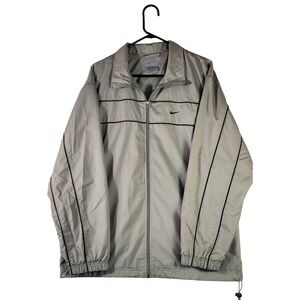 Vintage Nike Windbreaker Jacket Mens Large Y2K Silver Tag Gray Black Stripes